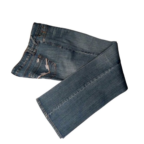 Size 7 Boot Cut Jeans with Fading, Denim  Jean, Candies Jeans, Stone Wash - Picture 3 of 11